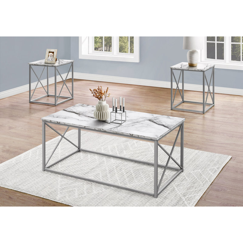Ensemble de table, ensemble de 3 pièces, décor, salon, métal, contemporain