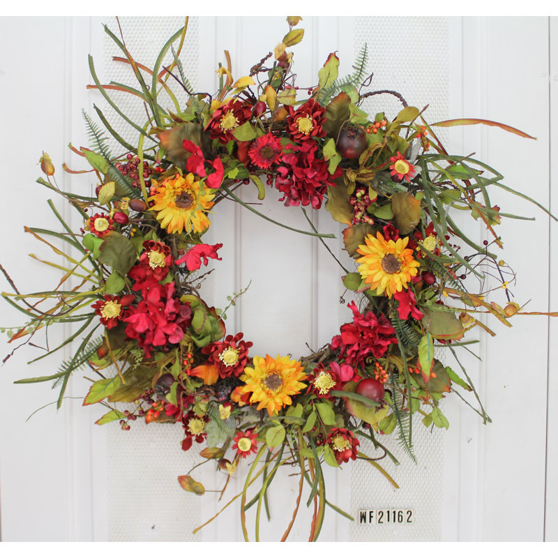 Couronne de mousse rouge d'automne 24 po