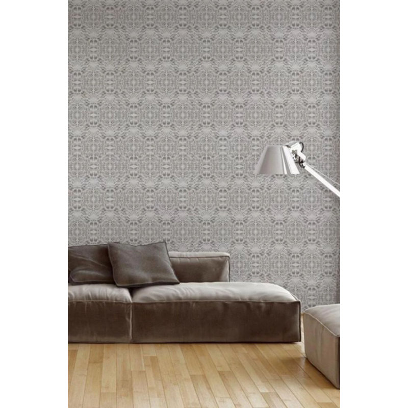 Abra Flora 10' L x 24" W Wallpaper Roll, Silver, Faux Grasscloth, Non-pasted