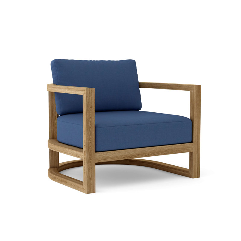 Junus Outdoor 4 - Piece Teak Conversation Set, Canvas Navy