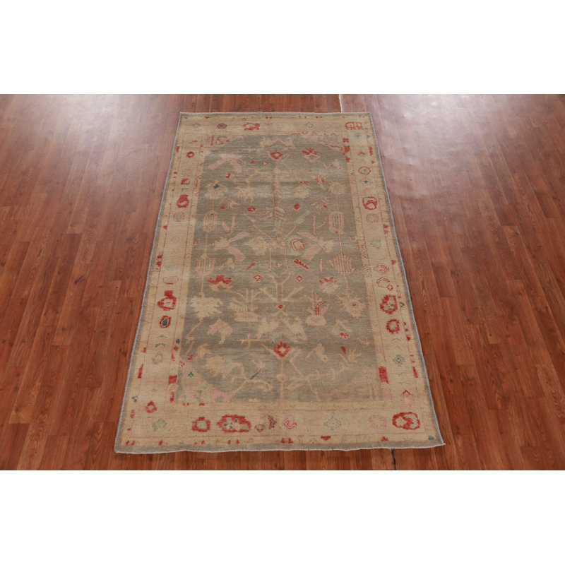 Vegetable Dye Handmade Oushak Turkish Rug 4x7