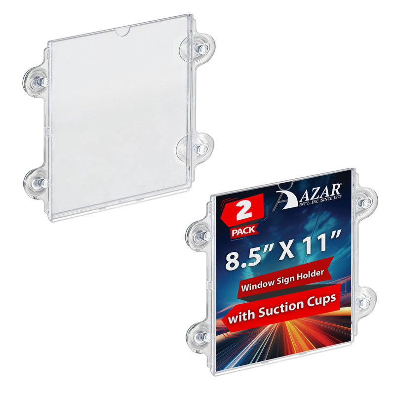 Clear Acrylic Window/Door Sign Holder Frame with Suction Cups, 8.5''W x 11''H