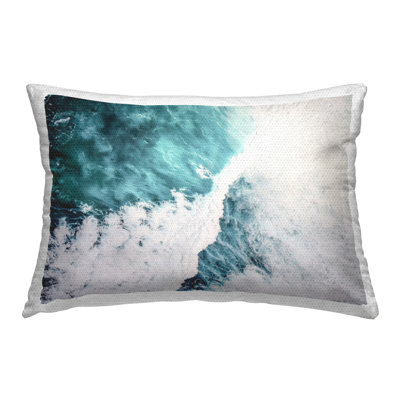 Aerial Ocean Foam Outdoor Printed Pillow by Sisi and Seb