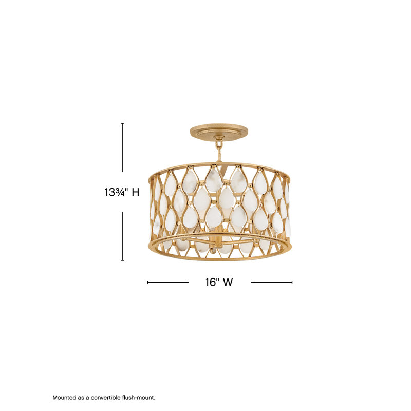 ESTIE Flush Mount, 8" H x 16" W x 16" D, 3