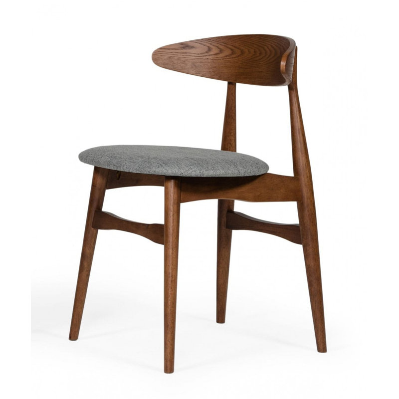 Ensemble de deux chaises de salle à manger en tissu noyer gris
