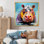 «Blue Colorful Hippo Harmony - Hippopotamus», reproduction d'art sur toile encadrée