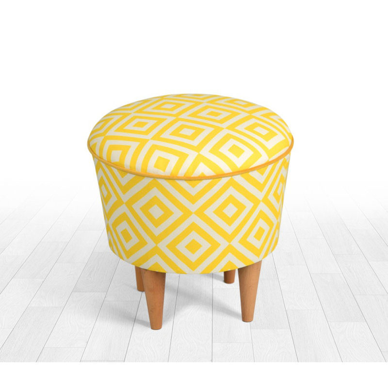 Kwinana 42cm Wide Round Geometric Footstool Ottoman