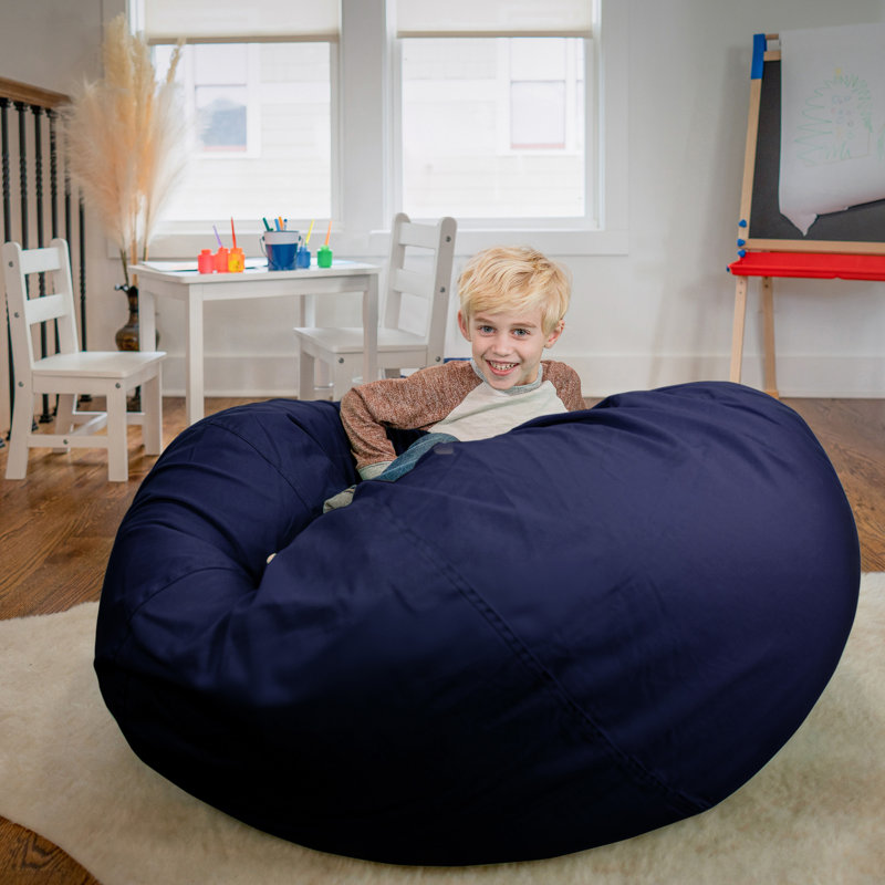 Fauteuil à billes en coton Classic, Sergé de coton bleu marine, Grand