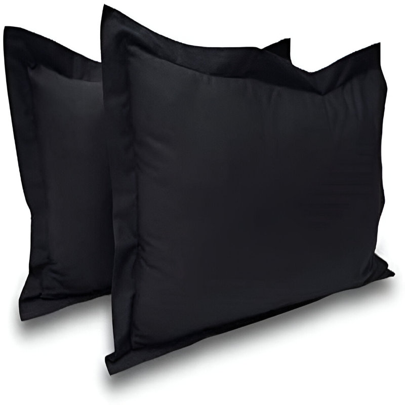 400TC Sateen Solid Cotton Pillow Sham, Black 