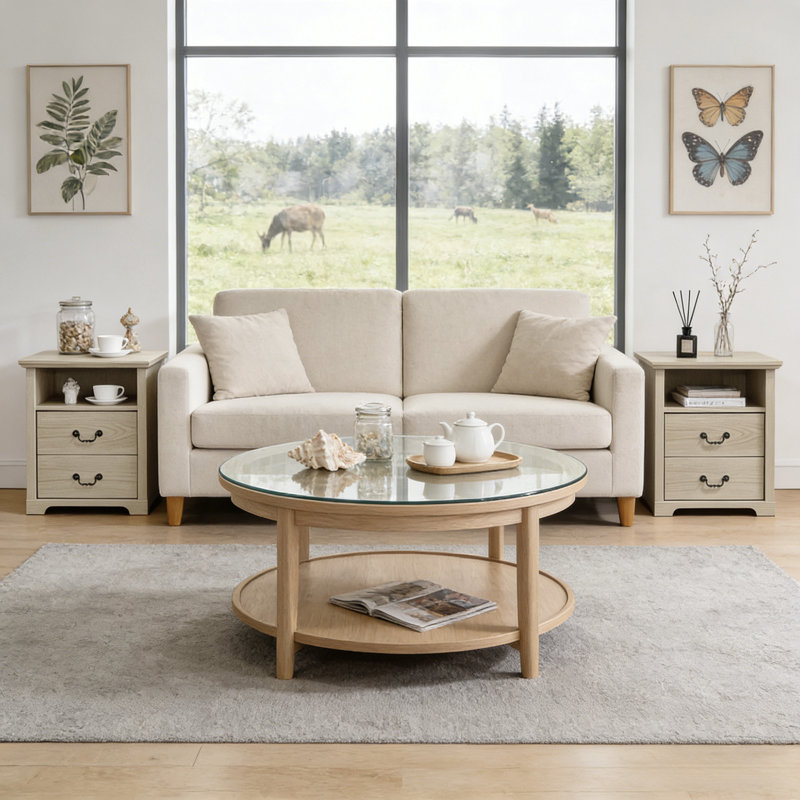 Rutland Set Of 2, Rustic Wood Rutlands With 2 Storage Drawers, Bedside Table With Open Shelf For Bedroom, Distressed Oak