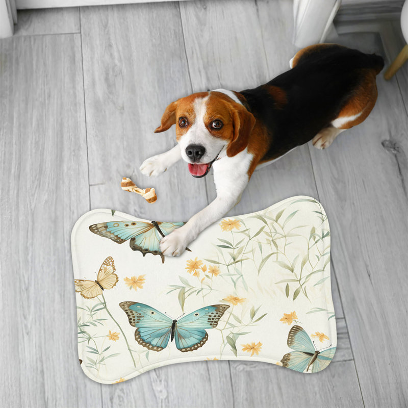 Floral Flight - 1 Piece Bone Shape Feeding Mat