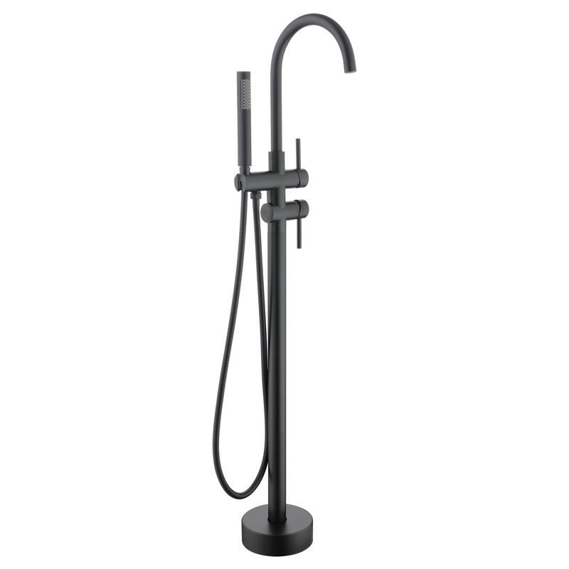 Floor Tub Spout with Diverter, Matte Black