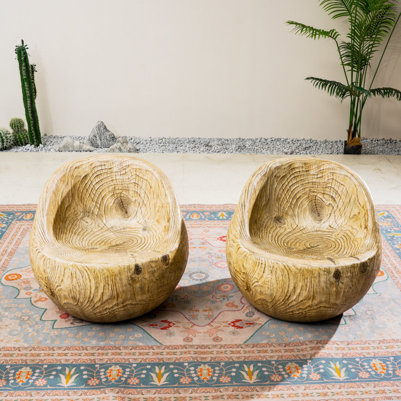 Terrafab Wood-Look Outdoor Lounge Chair  (Set Of 2)