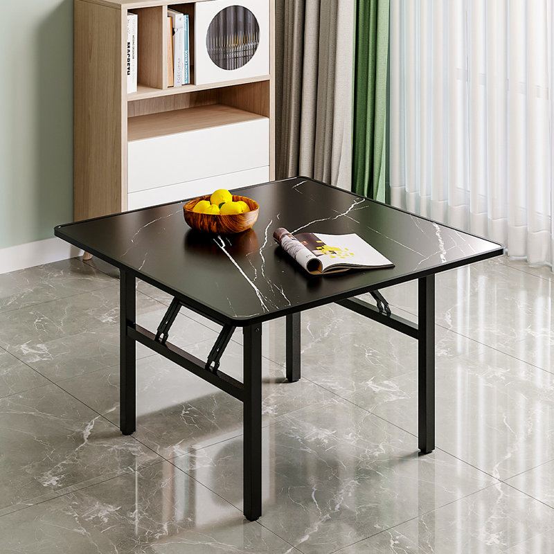 Denniston Metal Base Dining Table, 51cm H x 80cm L x 80cm W, Black, Black