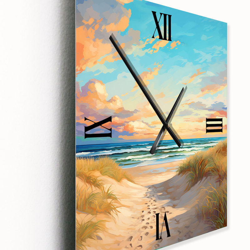 Horloge murale moderne Beach Tranquility Ocean In Spring, Moyen