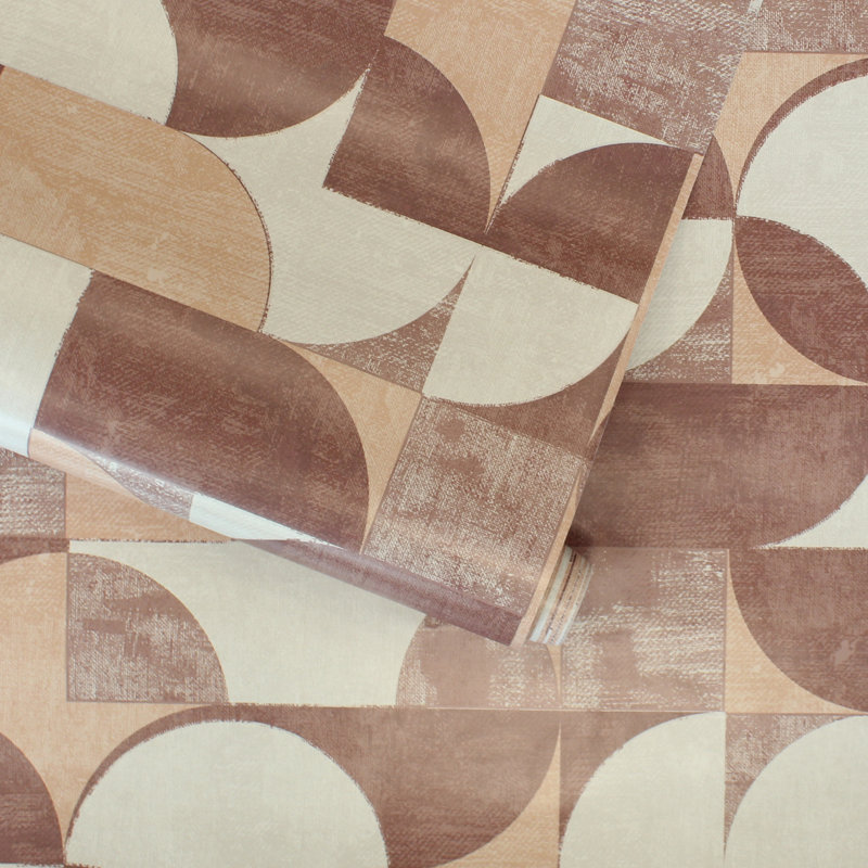 16.5' L x 20.5" W Geometric Peel and Stick Wallpaper Roll, Redwood