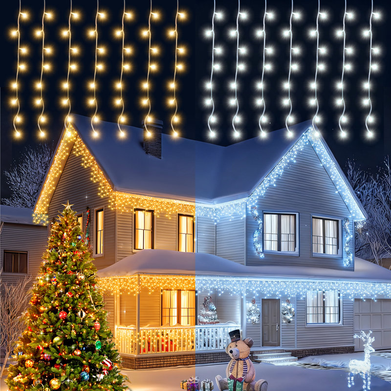 Paquet de 2 lumières à glaçons de Noël à DEL 35 pi avec télécommande, deux couleurs (blanc chaud / froid doux)