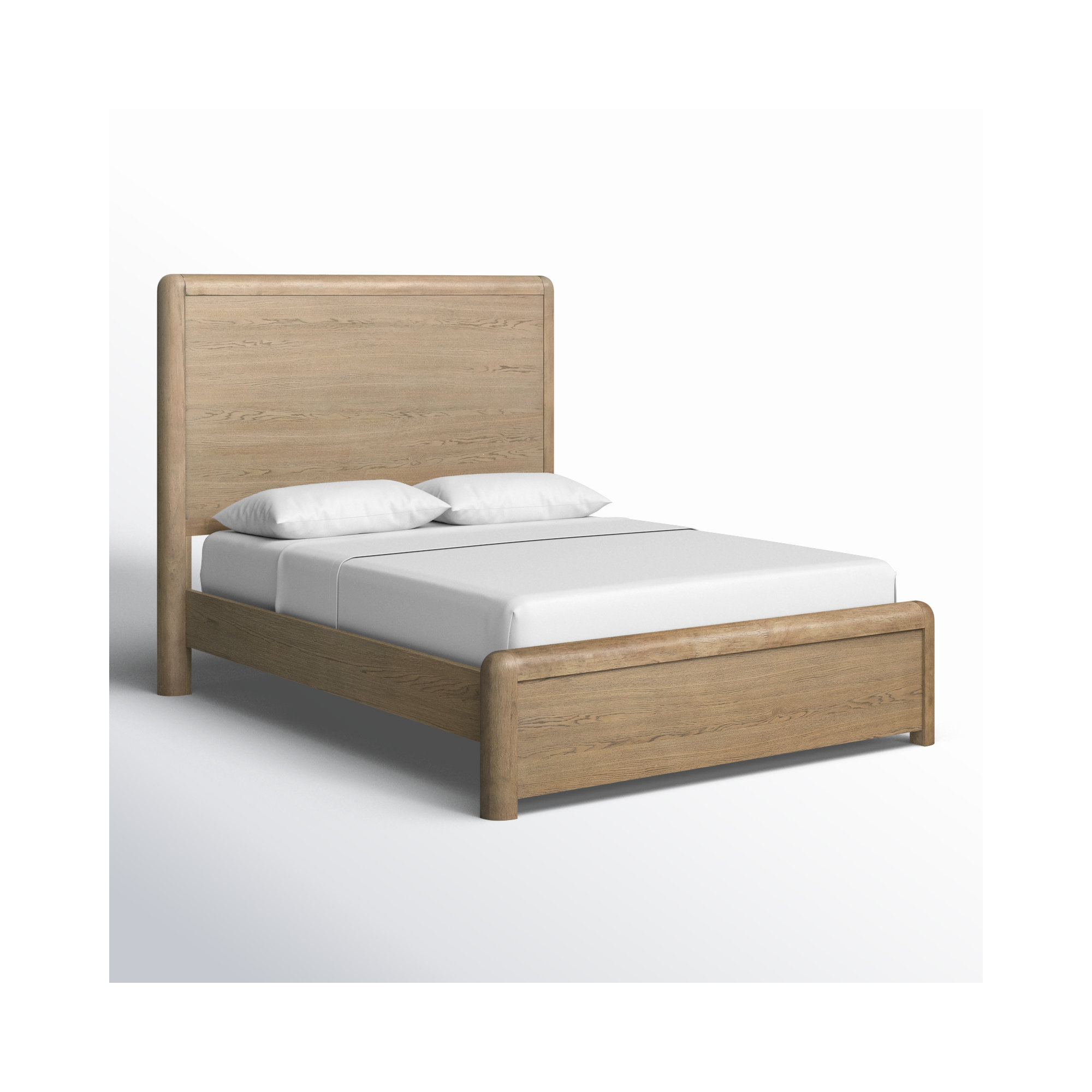 Tricia Rubberwood Panel Bed, Natural, Queen