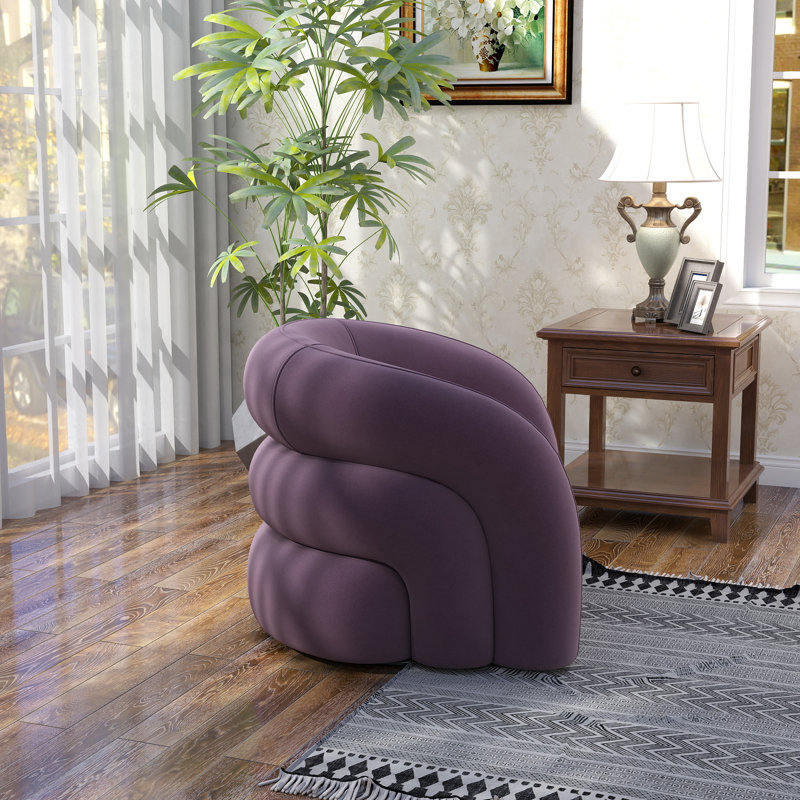 Fauteuil demi-tonneau pivotant Bricyn, Mauve