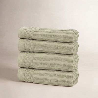 Checkered Border Cotton Hand Towel Set
