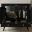 Meuble-lavabo moderne de 29,9 po avec pieds en métal, armoire à grain de bois noir, comptoir en marbre et lavabo en céramique, boutons dorés, sans miroir-271607000-284347315
