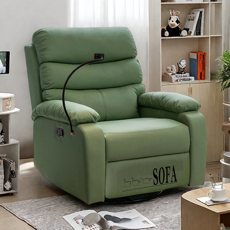 Modern Faux Leather Casual Functional Recliner, Green