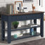 Console en bois de pin massif 48 po, table d'appoint moderne avec 3 tiroirs de rangement et 2 tablettes. Facile à assembler (noir)-492234154-492234155