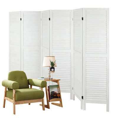 Wood Room Dividers 5.6 FT Folding Louvred Privacy Screens
