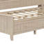 Lit de jour simple en bois avec tablettes de rangement et 3 tiroirs, lait blanc antique