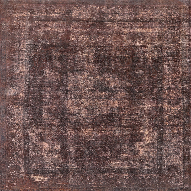 Tapis oriental brun foncé Rhythm, Carré 7 pi