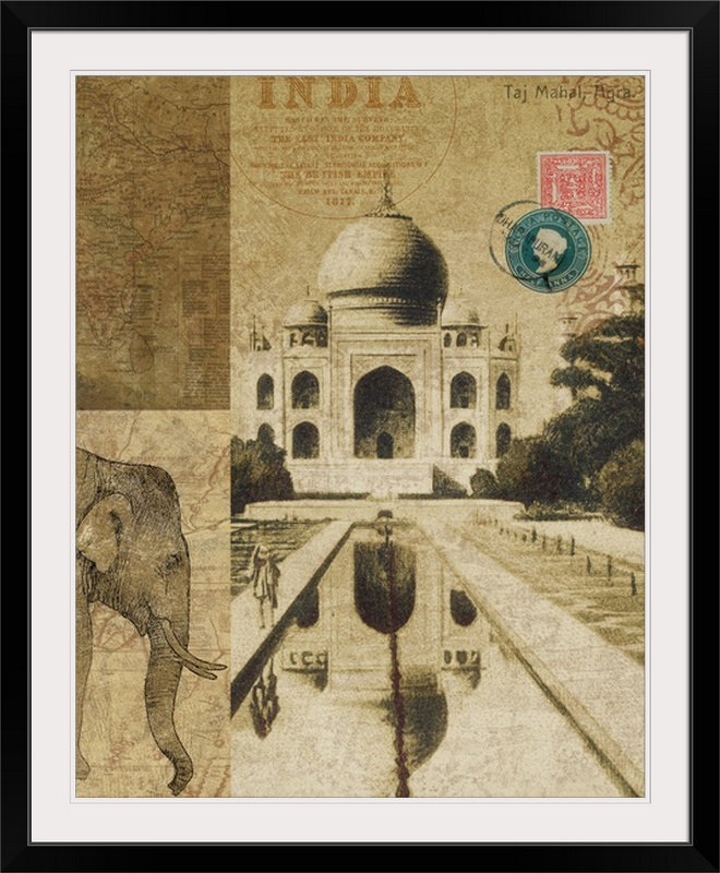 « voyage to inde », impression, Cadre noir, H 32 po x l 27 po x P 1 po