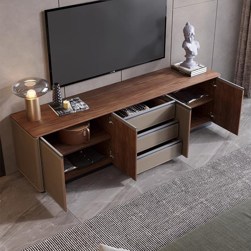 Meuble télé haut de gamme sur pied,  23.62"H x 86.61"W x 13.78"D, Khaki