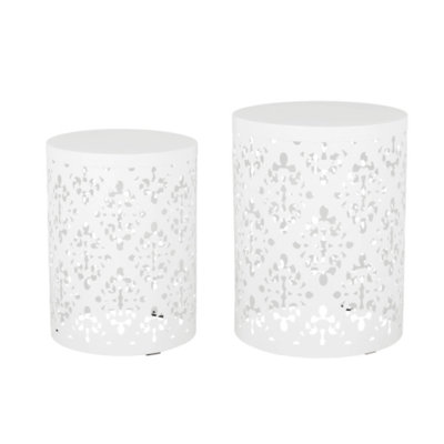 Outdoor S/2 Metal End Tables, Compact Pair For Outdoor Spaces