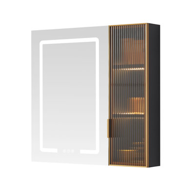 Onfroi 30 in. W x 29.5 in. H Rectangular Medicine Cabinet with Aluminum Frameless LED Mirror
