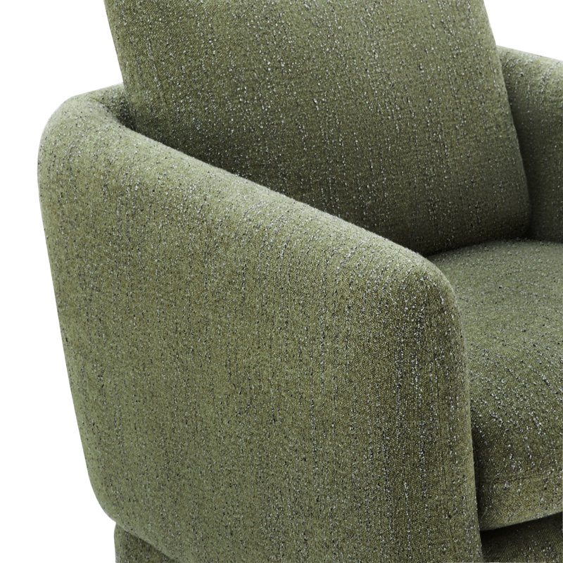 Fauteuil pivotant de 33 po de large Ramel, Chenille vert forêt doux