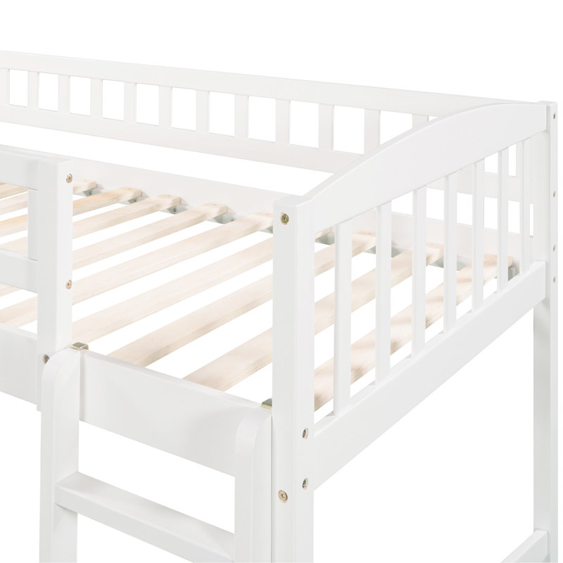 Lit mezzanine avec glissoire et échelle, Blanc