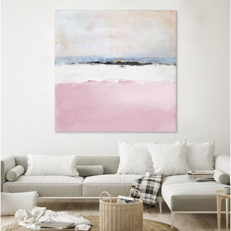 " Pink Sea Abstract " by Lanie Loreth Painting Print, 84" H x 84" W x 1.5" D