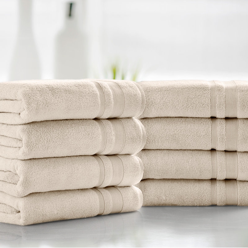 Ensemble de serviettes de bain en coton 8 pièces Kathy Ireland, Crème, crème, 8