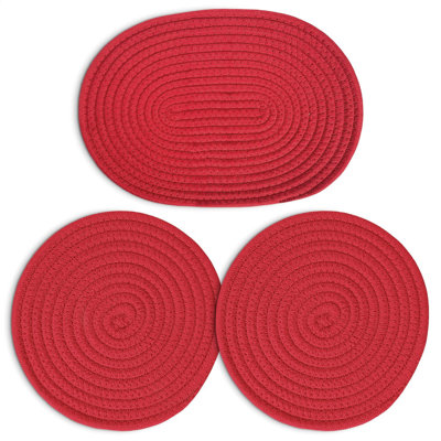 Polyester Round 3 Piece Trivet Set