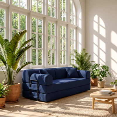 Linso 78.74" W x 35.43" D x 30.71" H Corduroy 3-Seat Convertible Sleeper Sofa
