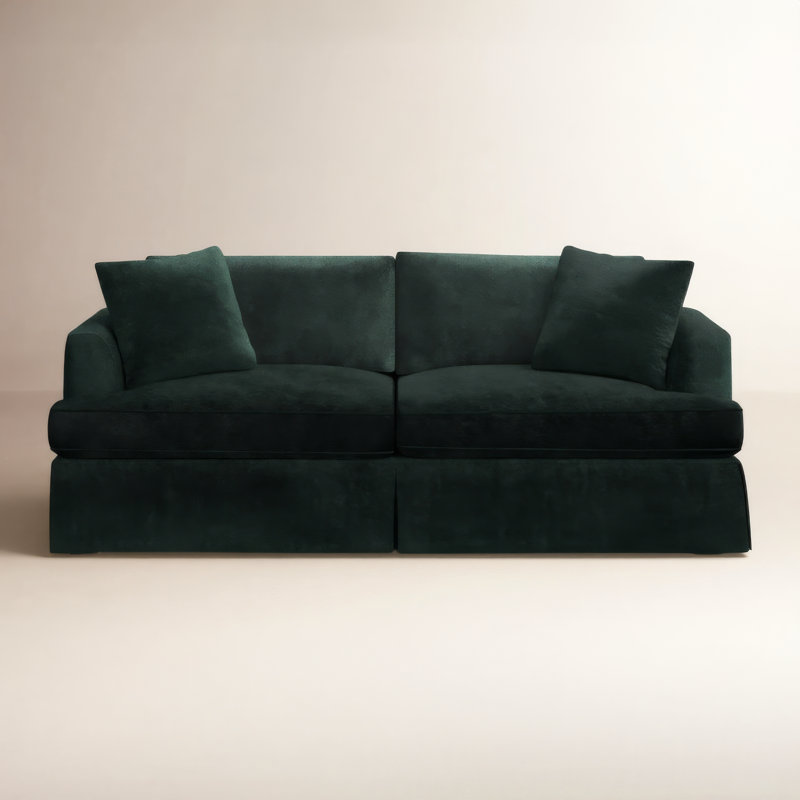 Lucia 92.5'' Slipcovered Sofa, Bella Hunter Performance Velvet