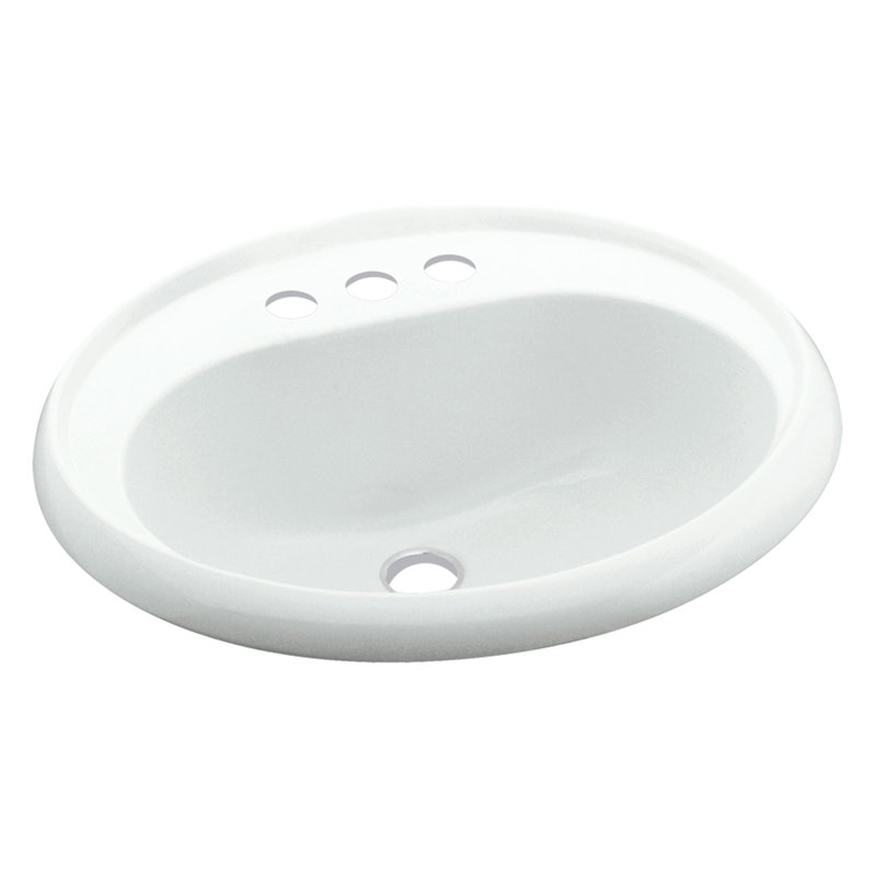 Vikrell Circular Drop-In Bathroom Sink with Overflow, White