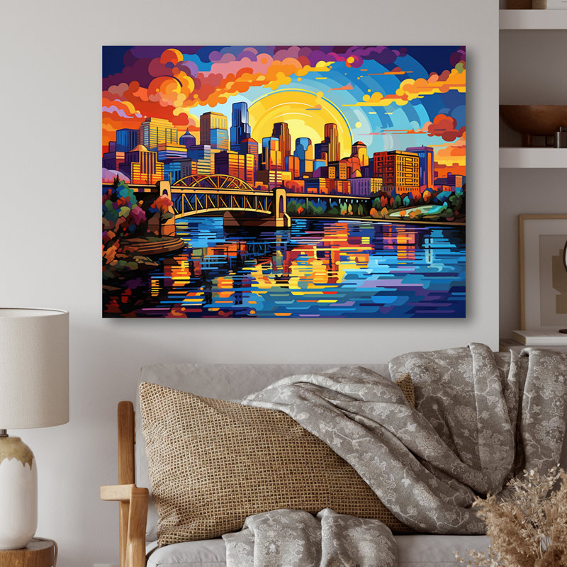 " Colourful City Minneapolis Popart II ", 30" H x 40" W x 1" D