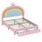 Full Size Upholstered Rainbow Design Bed, Velvet Princess Platform Bed With Storage Drawer, No Box-Spring Needed,Colorful&Pink-222805795