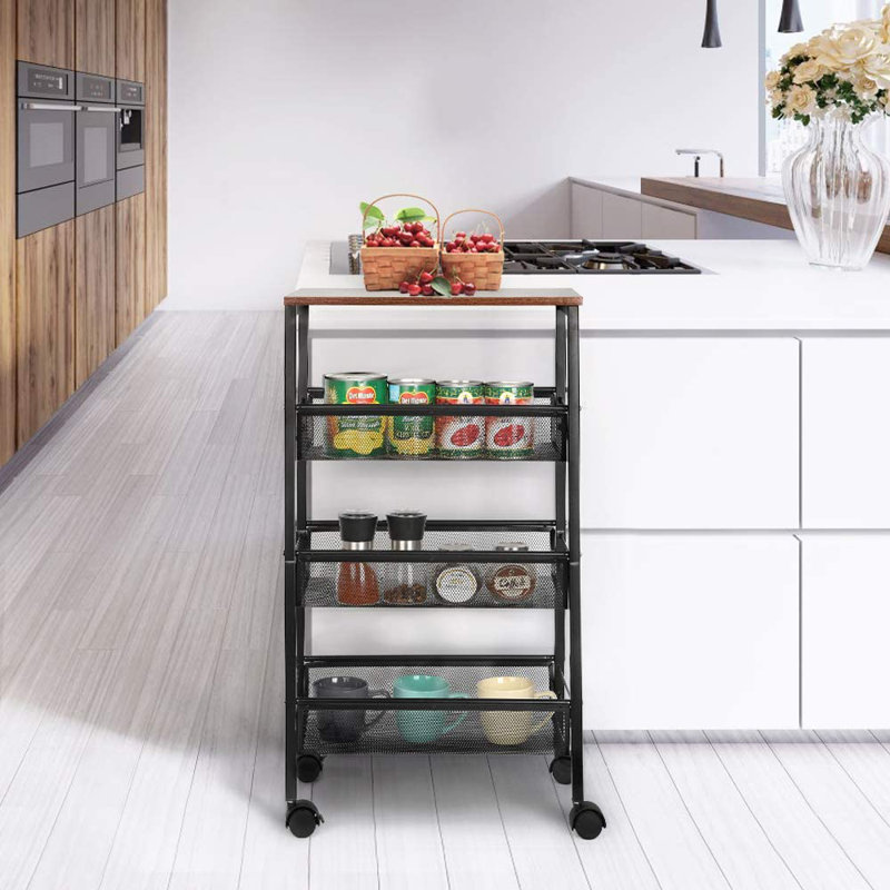 29.9'' H x 17.3'' W Utility Cart with Wheels, Black