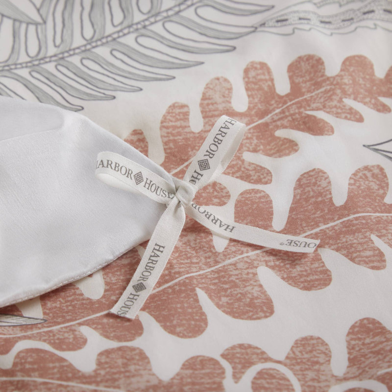 Ensemble de housse de couette pour lit double / grand 100% satin de coton Botanical, Blush/Grey