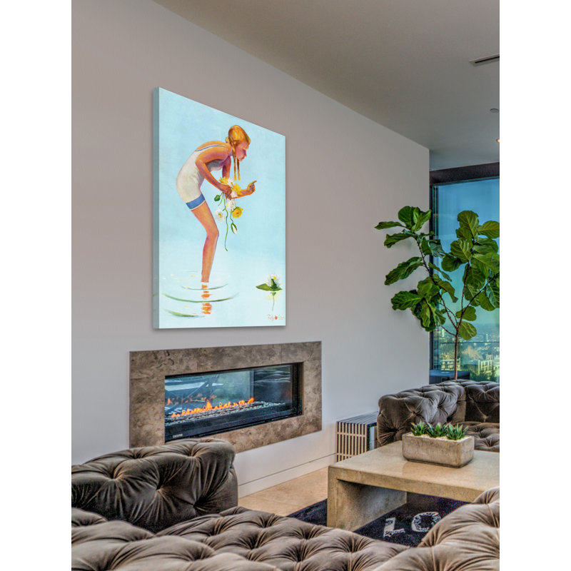 Girl With Flowers - Painting on Canvas, 114cm H x 76cm W