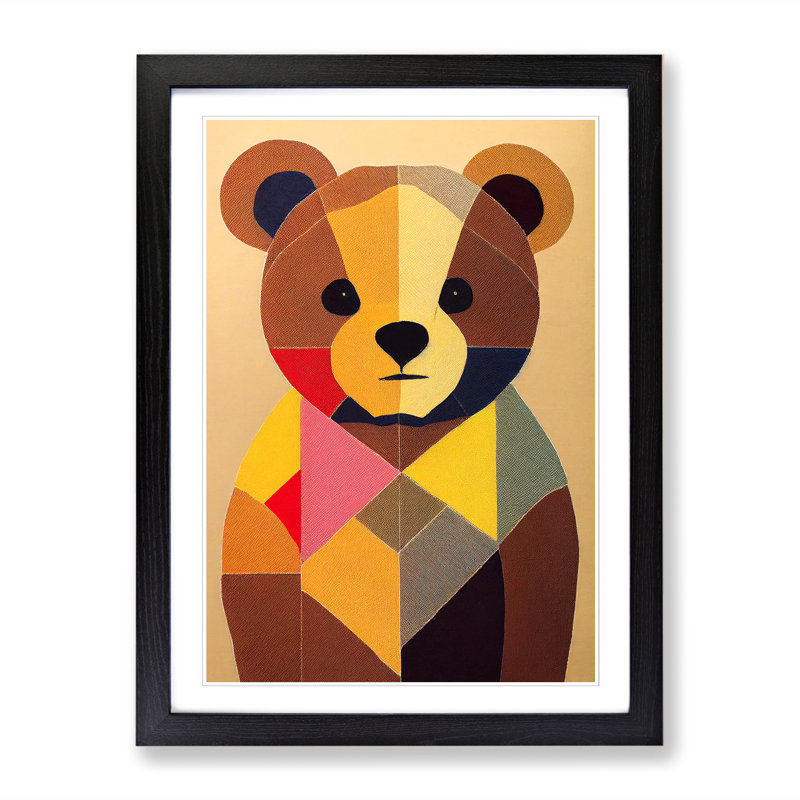 Teddy Bear Mid Century Vol.1 - Single Picture Frame Print, 64cm H x 46cm W x 2cm D, Walnut