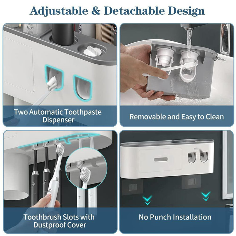 menggutong 2 Piece Automatic Toothbrush Holder with Toothpaste