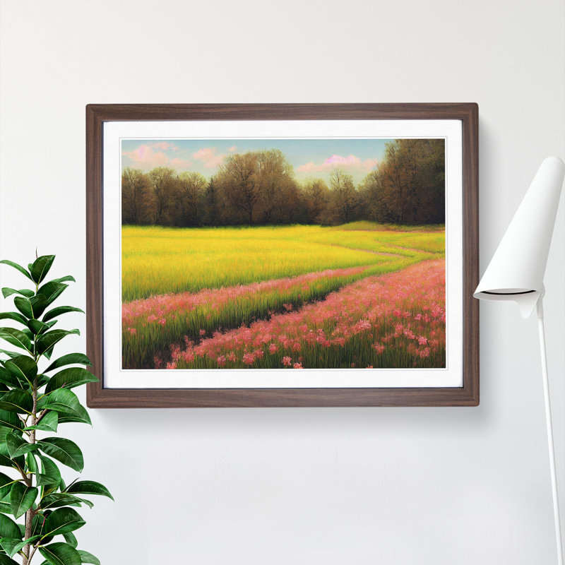Spring Landscape Meadow Vol.2 - Framed Print, 34cm H x 46cm W x 2cm D, Walnut